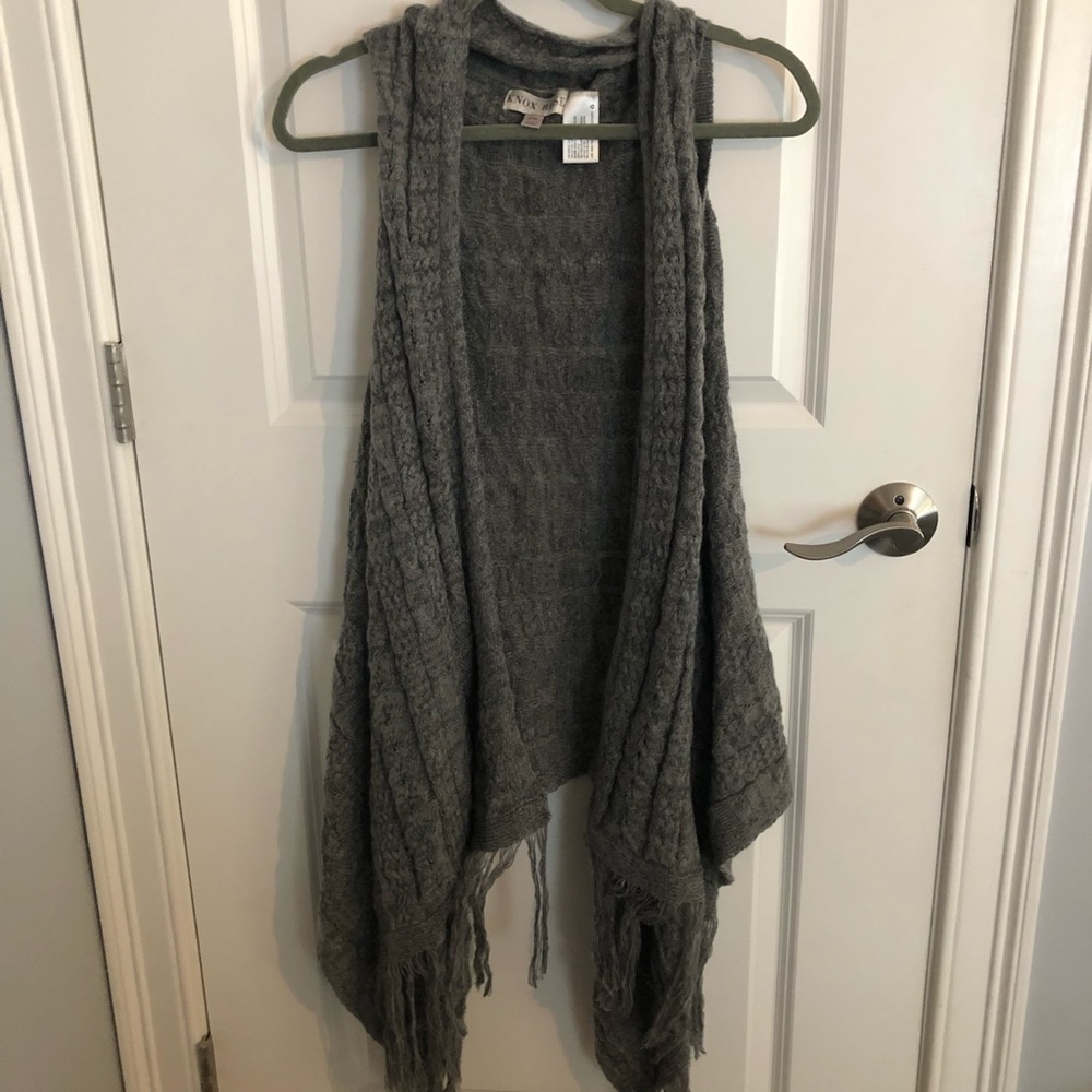 Gray Fringe Cardigan